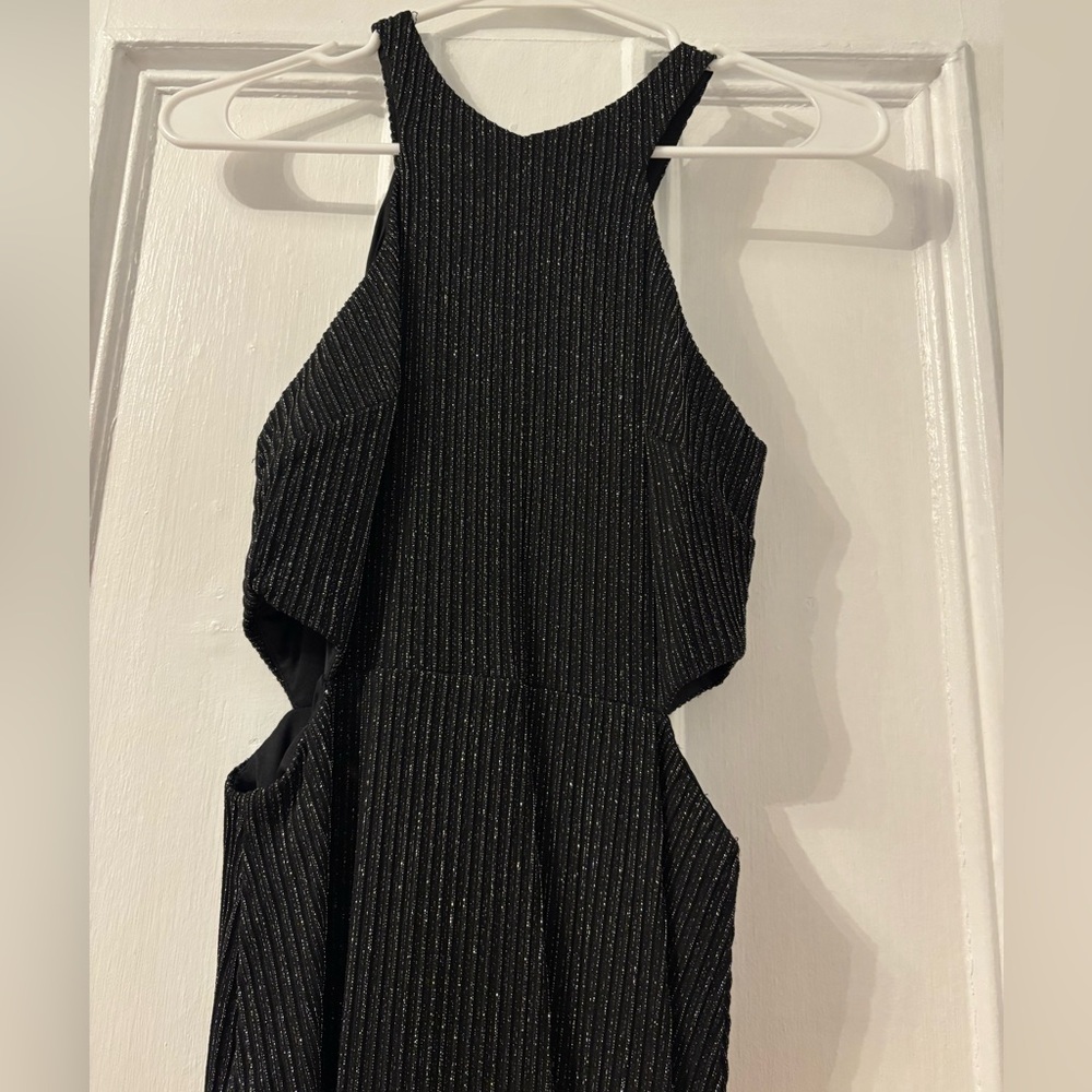 Calvin Klein Black Metallic Maxi Dress with side cut out details